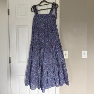 Madewell Floral Bow Tie Strap Tank Sleeveless Maxi Dress